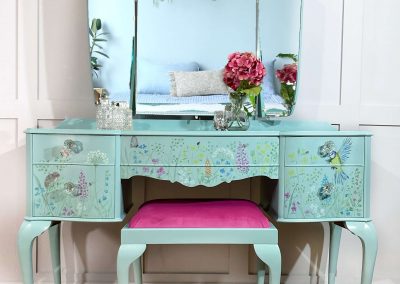 Upcycled wild flower design vintage dressing table