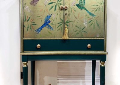 Hand Painted hummingbird design drinks cabinet