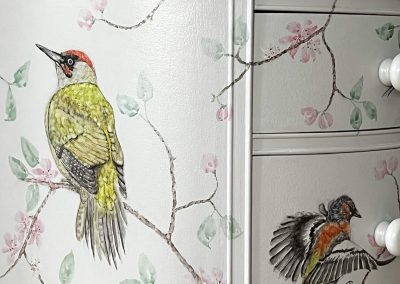 Hand Painted Green Woodpecker Art on Furniture