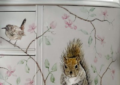 Upcycled Dressing Table with with Watercolour Squirrel Design