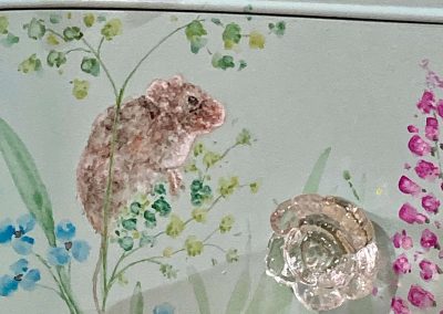upcycled Dressing Table with Watercolour Harvest Mouse Design