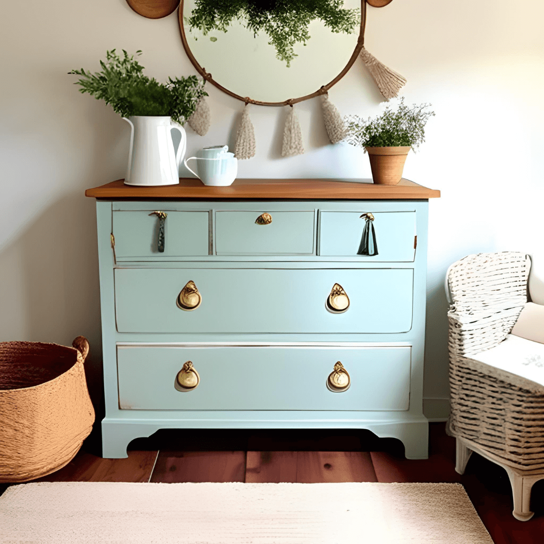 Blue hand painted dresser